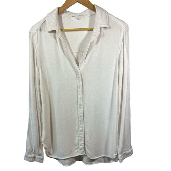BELLA DAHL Women's Classic Long Sleeve Button Down Blouse White Size Small - Picture 1 of 12